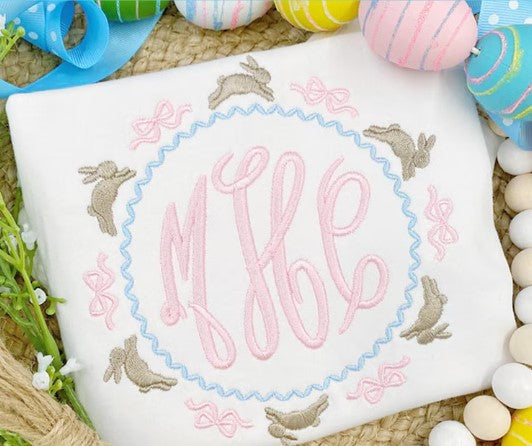 Easter Monogram Circle Embroidered Top