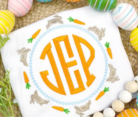 Easter Monogram Circle Embroidered Top