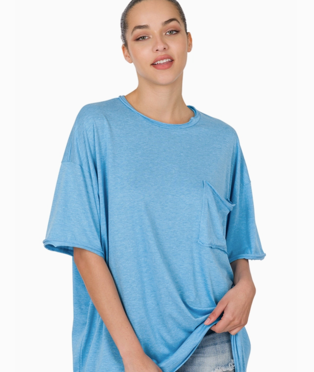 Raw Edge Oversize Cotton Tee
