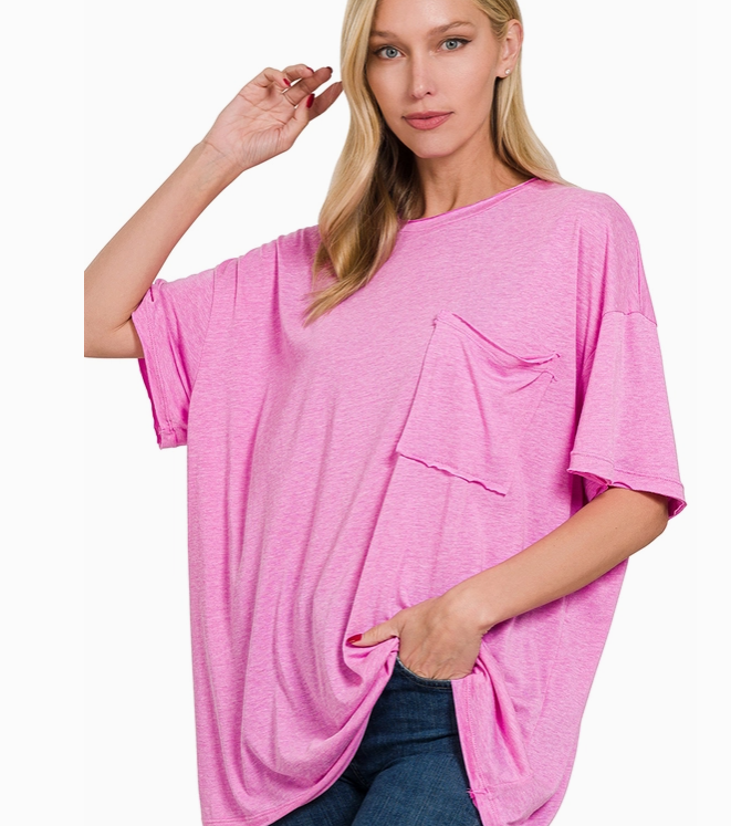 Raw Edge Oversize Cotton Tee