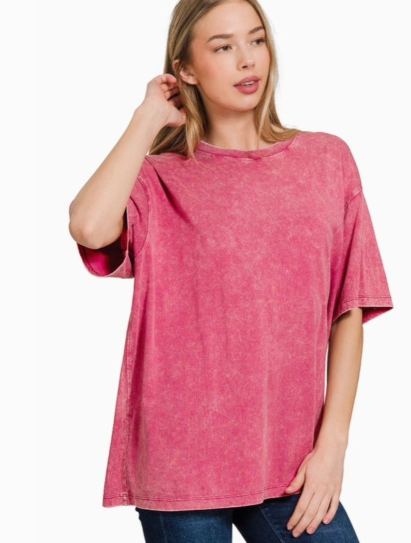 Acid Wash Cotton Oversized Tee