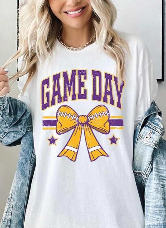 Distressed Game Day Purple/Gold