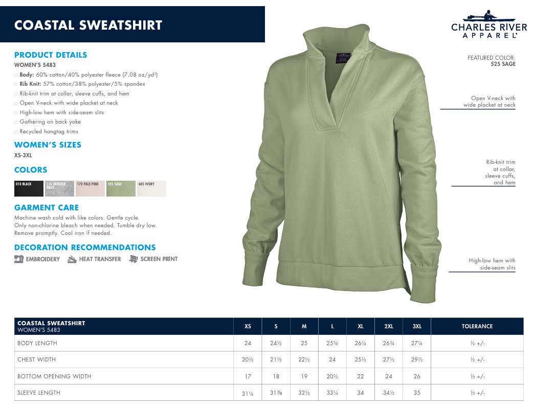 Charles River Women's Collared Sweatshirt- UC Logo