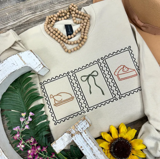 Thanksgiving Stamp Embroidered Crewneck