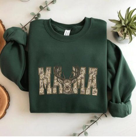 Camo/ Deer Mama Embroidered Sweatshirt