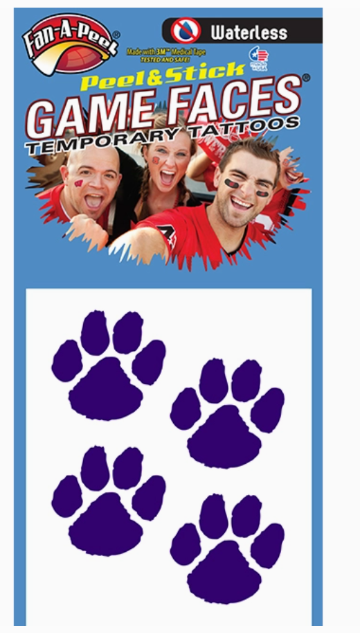 Purple Paw Peel and Stick Temp Tattoos