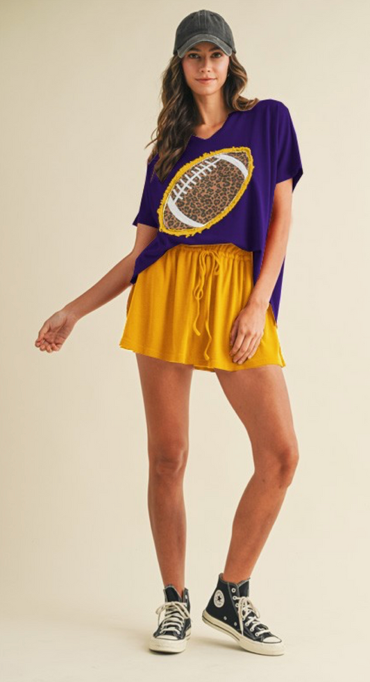 Football Patch Top- Purple