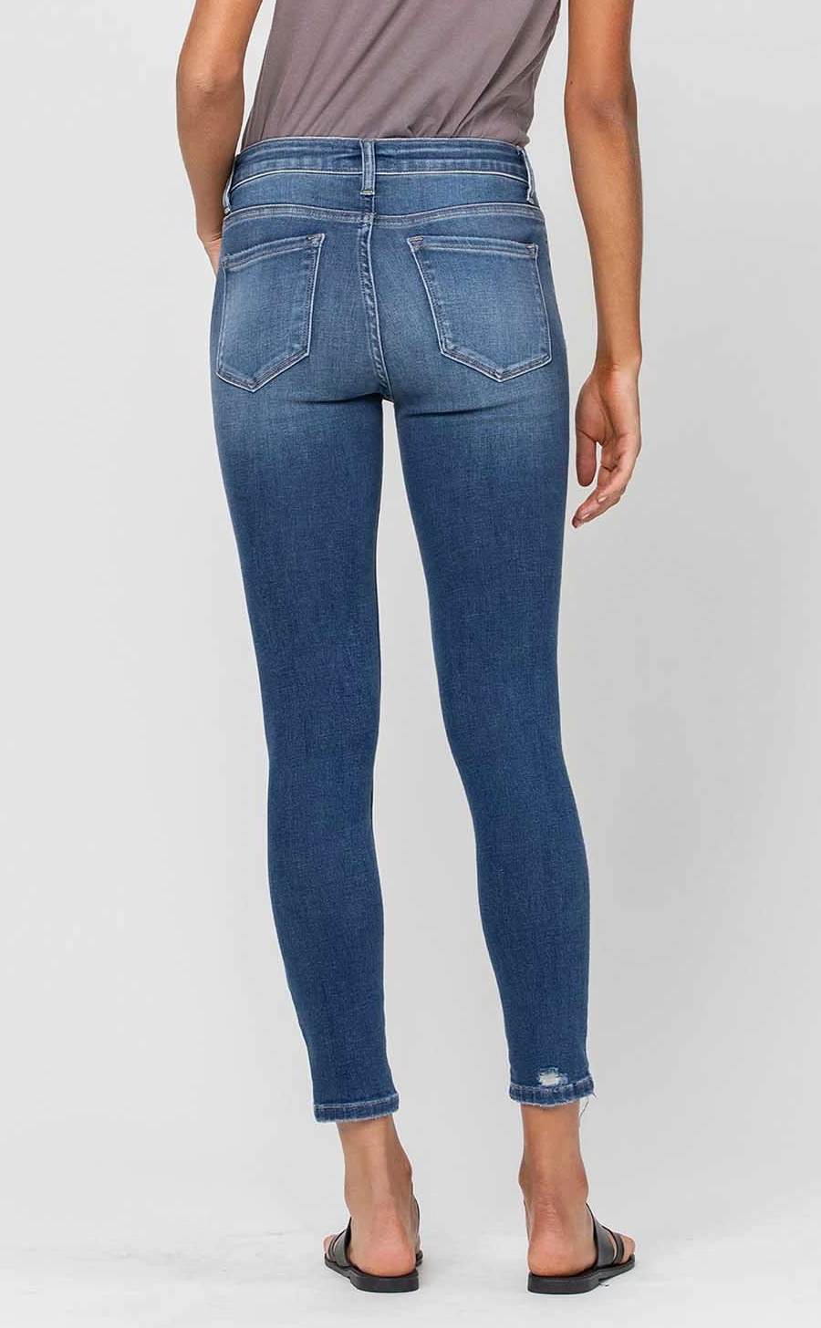 Vervet Mid Rise Distressed Hem Crop Skinny Jeans