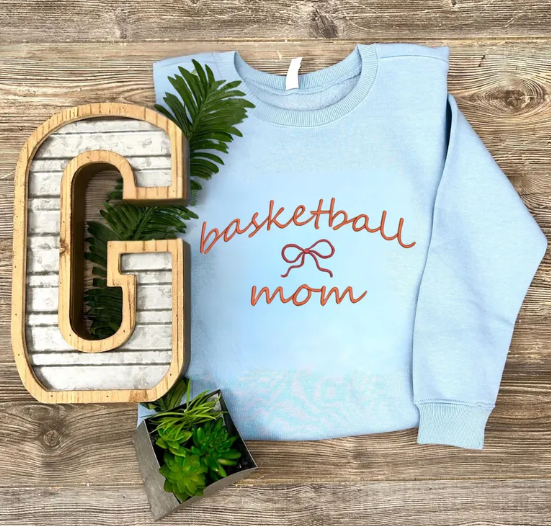 Sports Mom Coquette Bow Embroidered Top