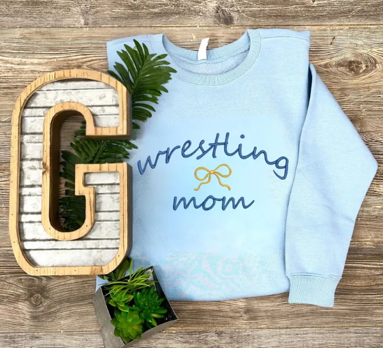 Sports Mom Coquette Bow Embroidered Top