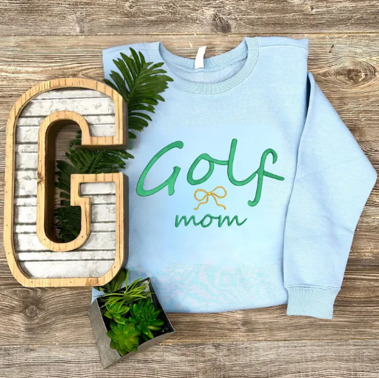 Sports Mom Coquette Bow Embroidered Top