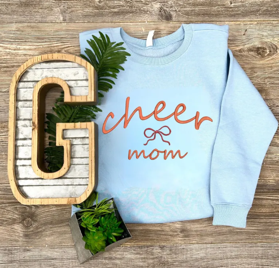 Sports Mom Coquette Bow Embroidered Top