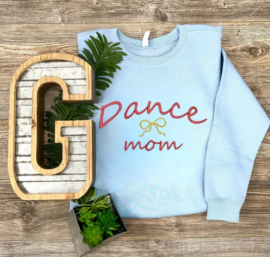 Sports Mom Coquette Bow Embroidered Top