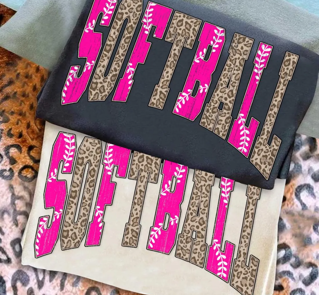 Softball Leopard Letters