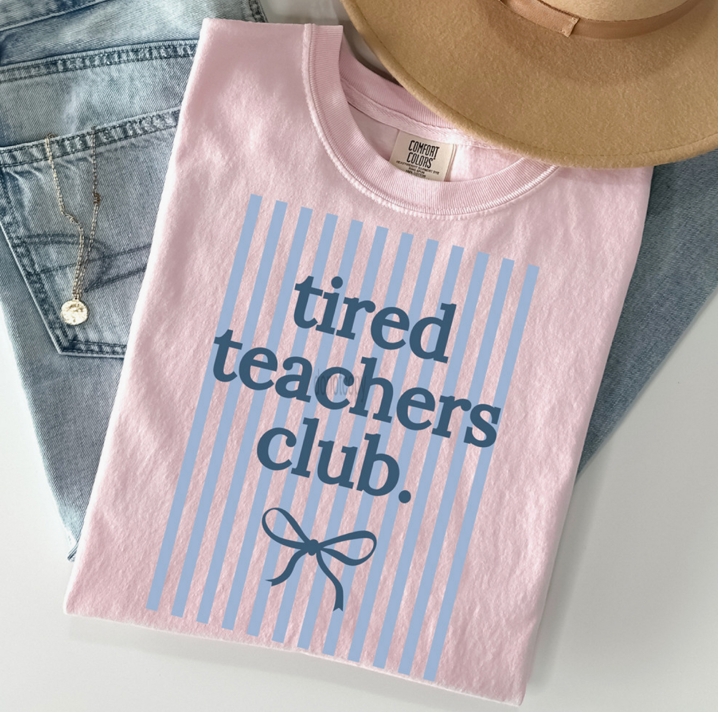 Tired Teachers Club CC Tee-Blue