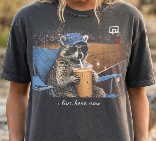 Live Here Now Raccoon Basketball- Adult