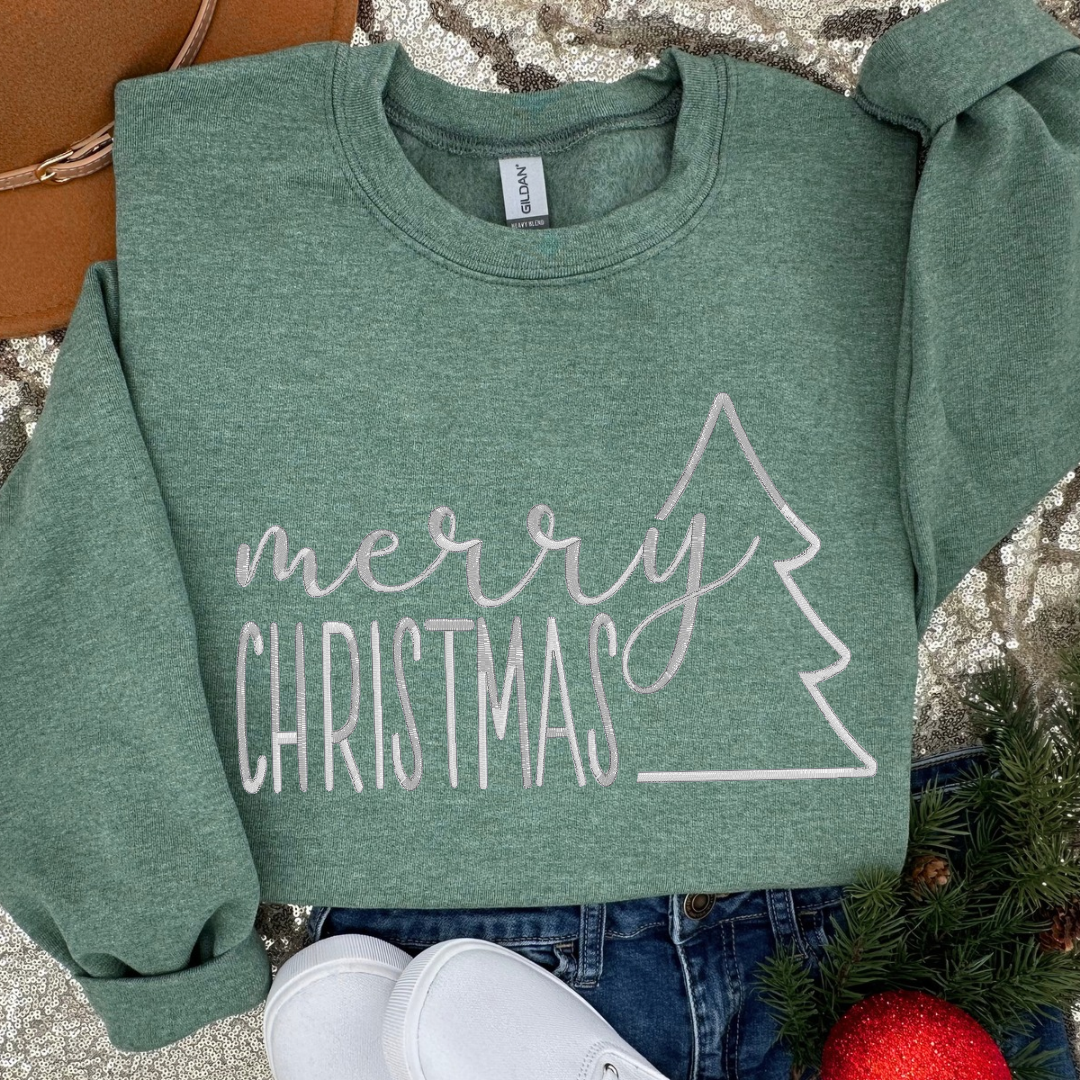 Simple Merry Christmas Embroidered Crewneck