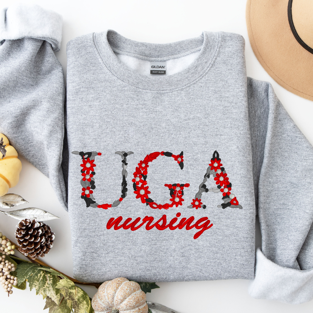 College Floral Initial Crewneck