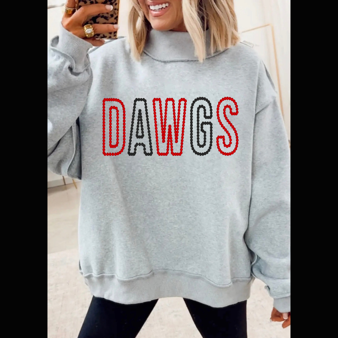Dawgs Embroidered Grey Mock Neck Sweatshirt