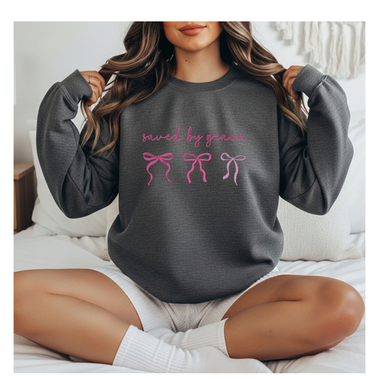 Saved By Grace Embroidered Crewneck