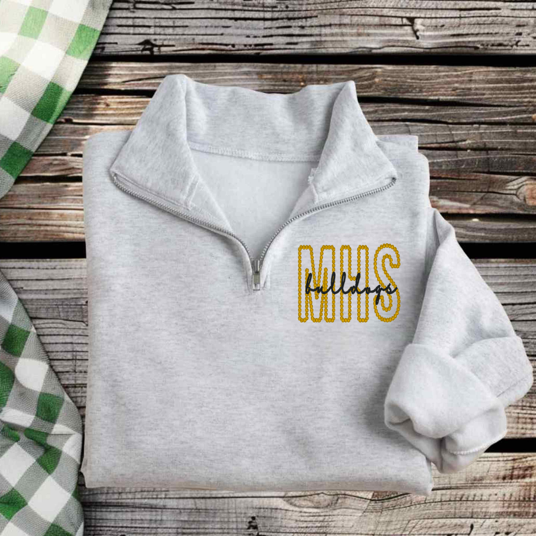 School Spirit Initial 1/4 Zip Pullover