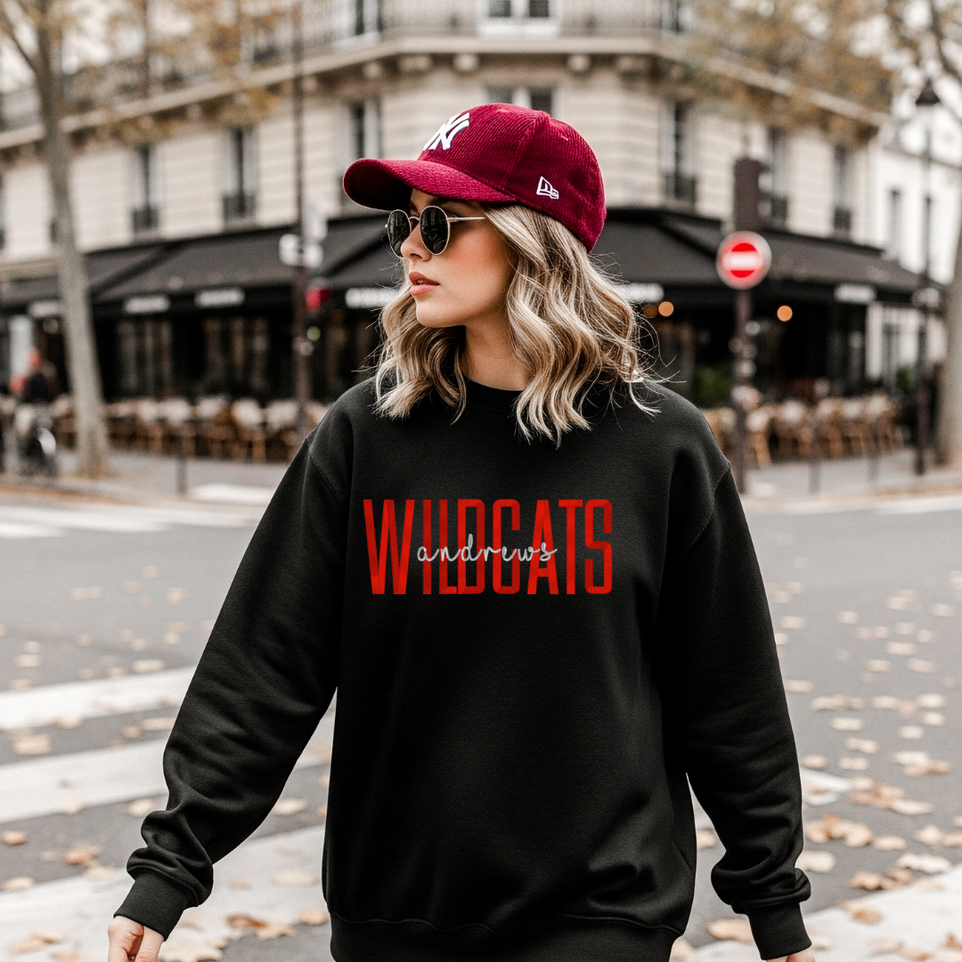 School Spirit Block Crewneck Embroidered