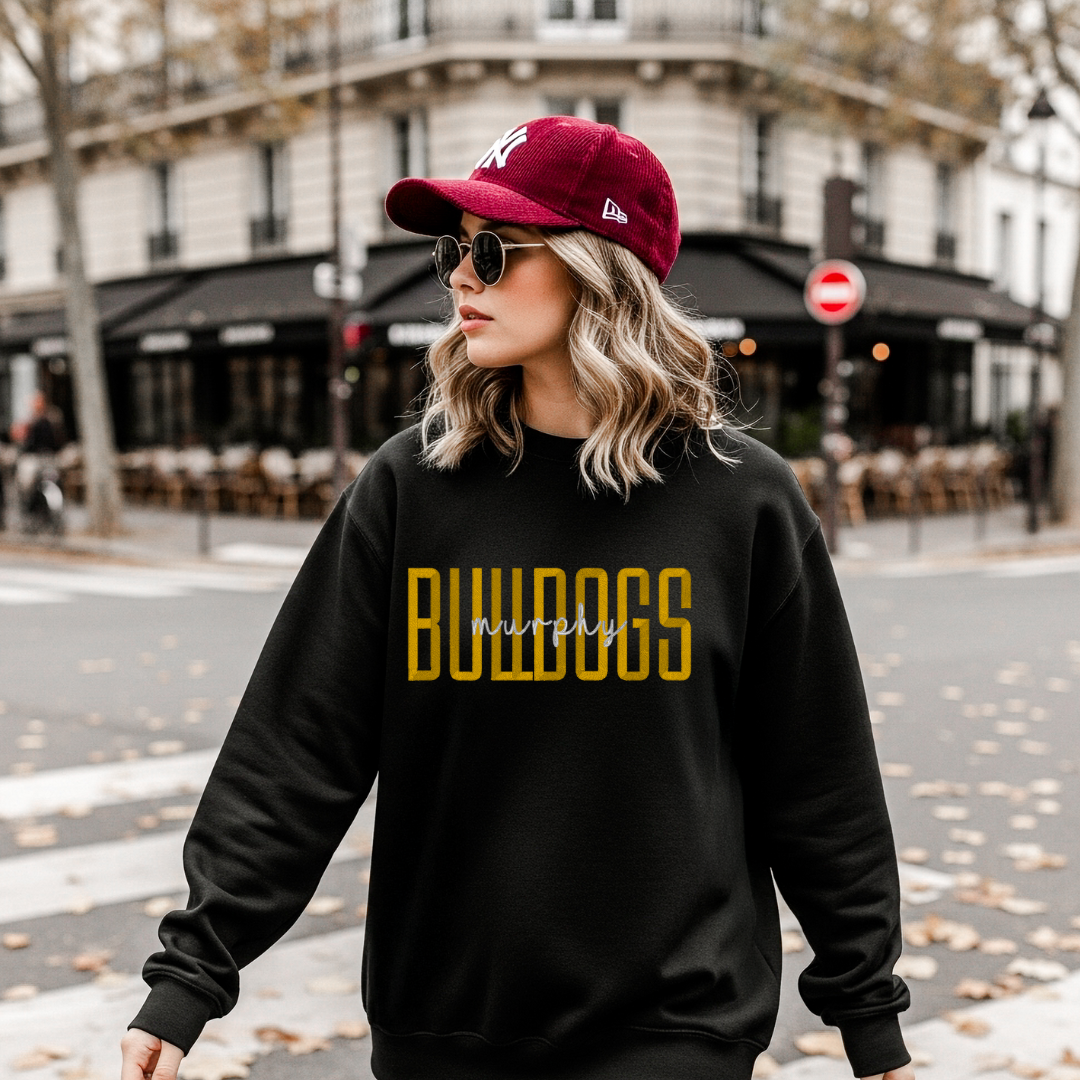 School Spirit Block Crewneck Embroidered