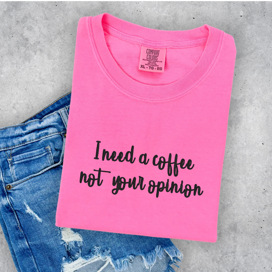Need a Coffee Embroidered Top