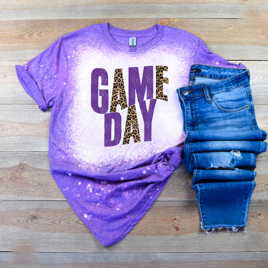 '24 Purple and Leopard Game Day Retro Bleached