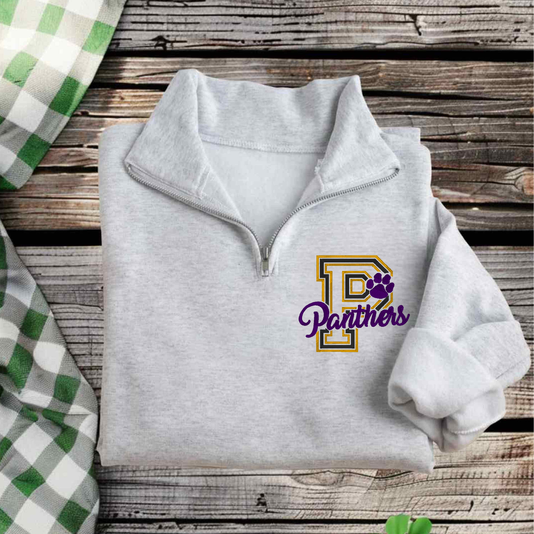 Panthers Initial Paw Embroidered 1/4 Zip Pullover
