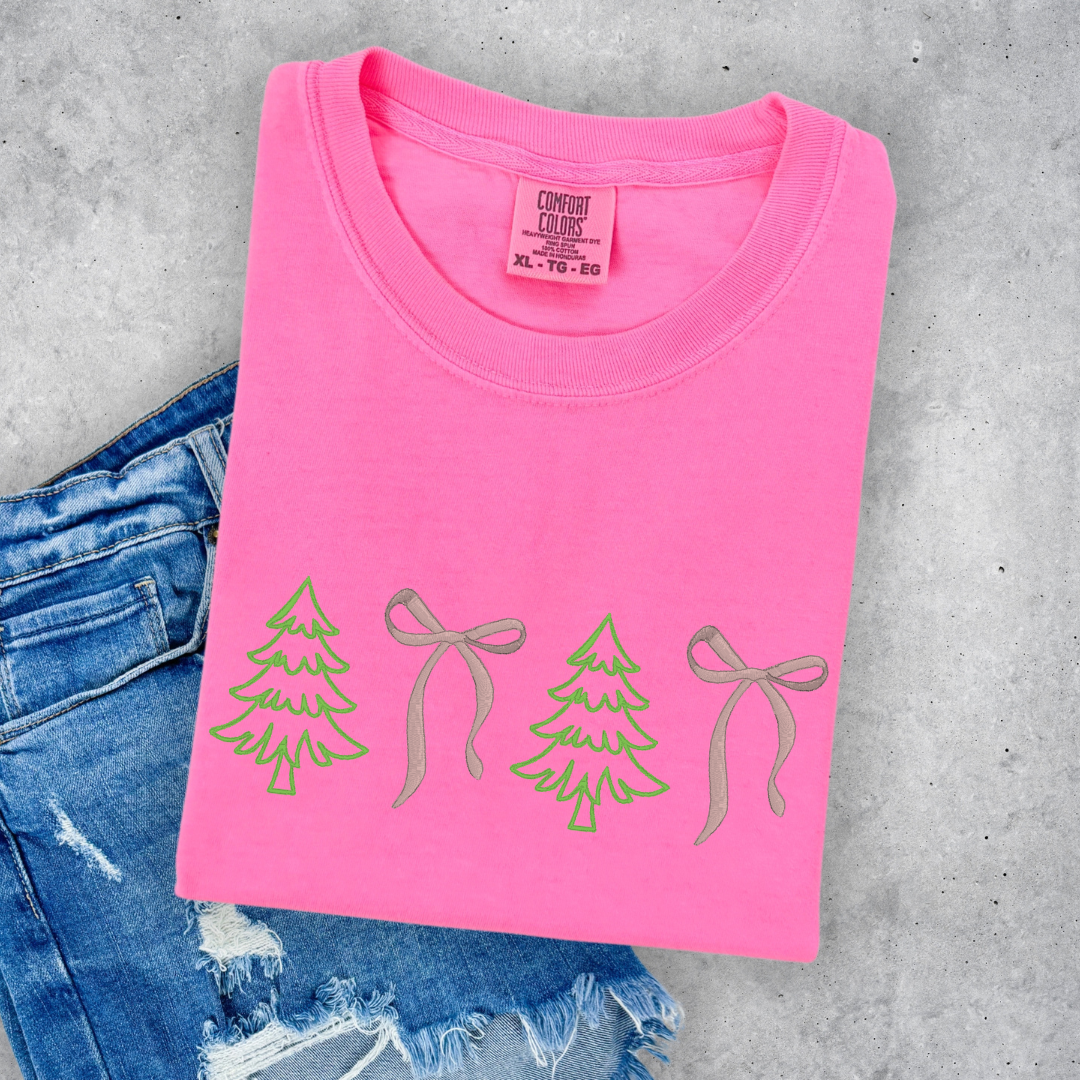 Pink and Green Christmas Embroidery