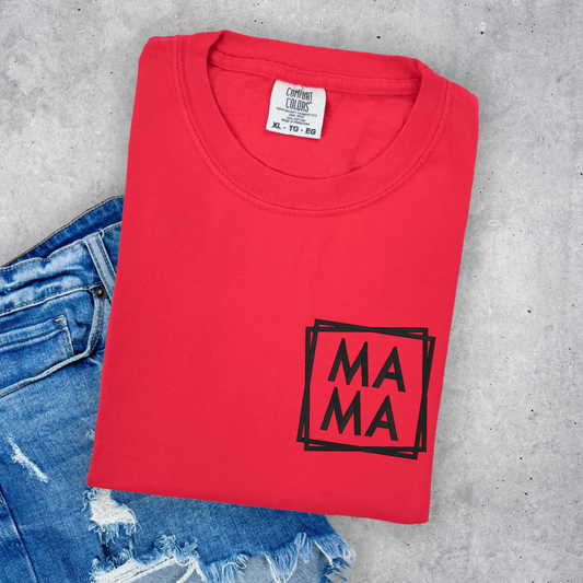 Mama Double Frame Embroidered Tee
