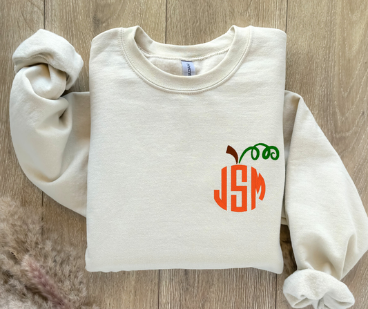 Pumpkin Monogram Embroidered Top