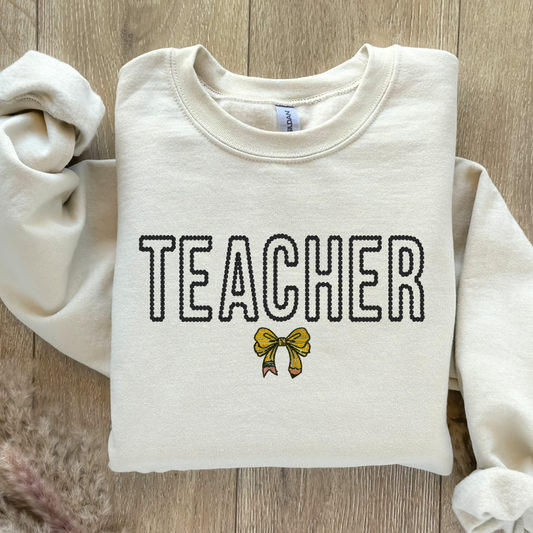Teacher Candlewick Font Embroidered Top