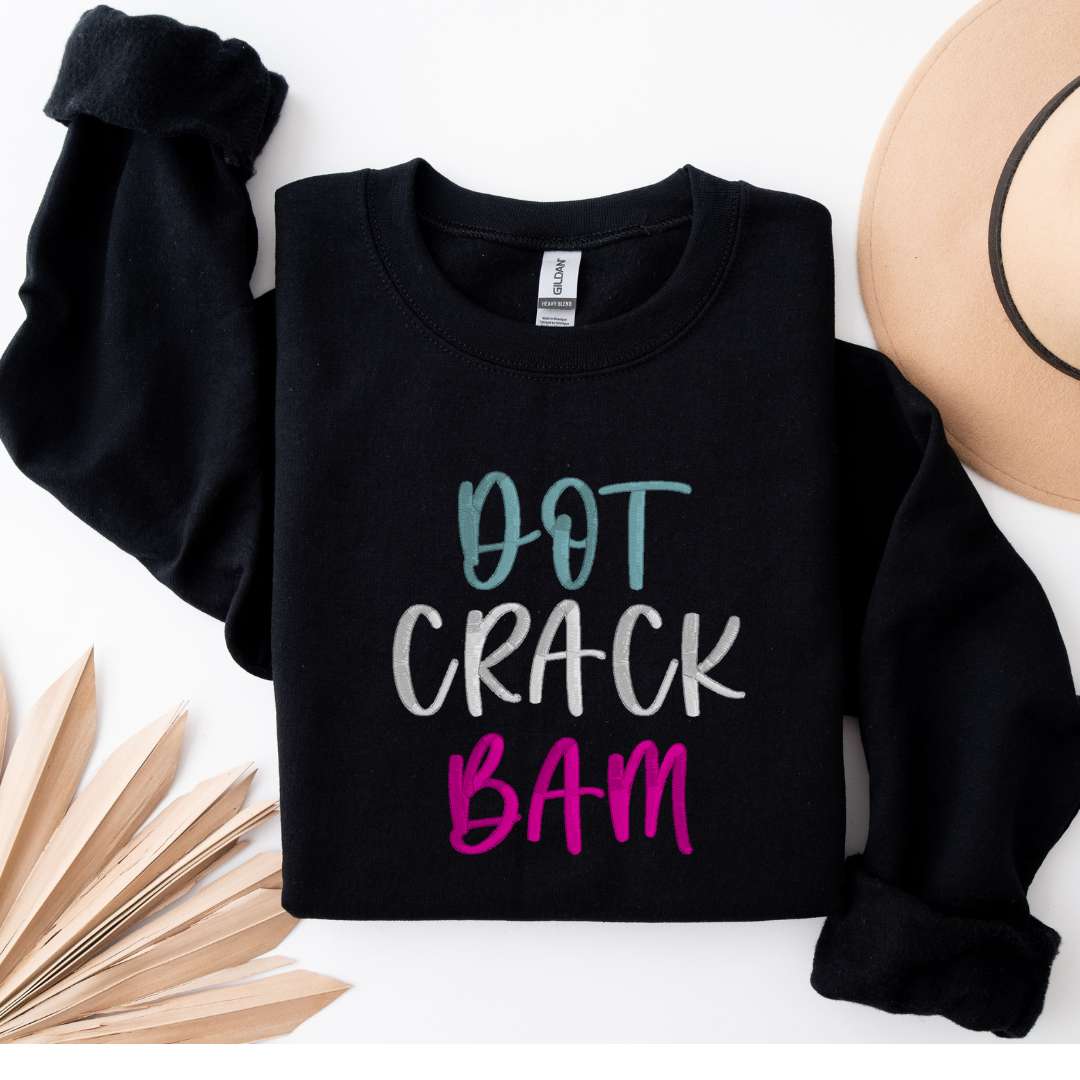 Dot Crack Bam Embroidered Crewneck- Mahjong