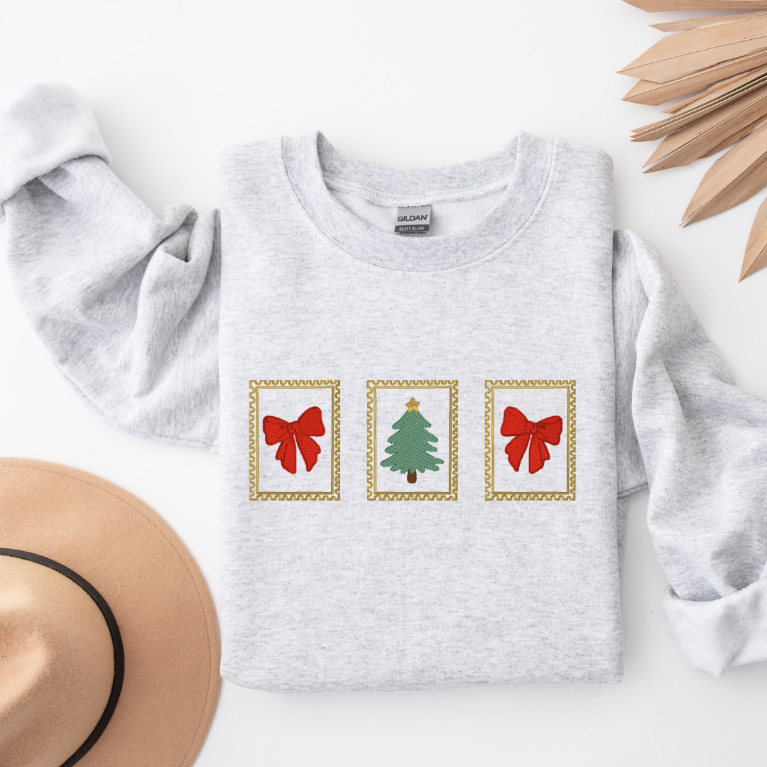 Christmas Stamps Embroidered Crewneck