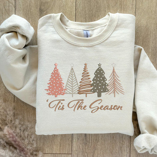 Tis' the Season Trees Embroidered Sweatshirt