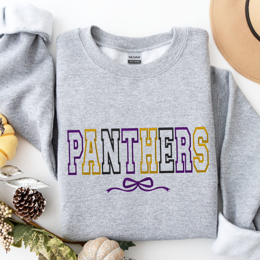 Panthers Bow Embroidered Top