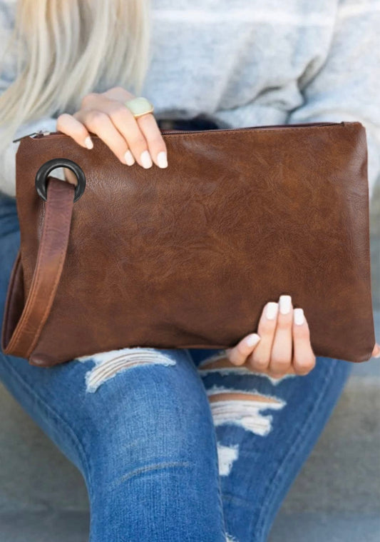 Brown Oversized Clutch