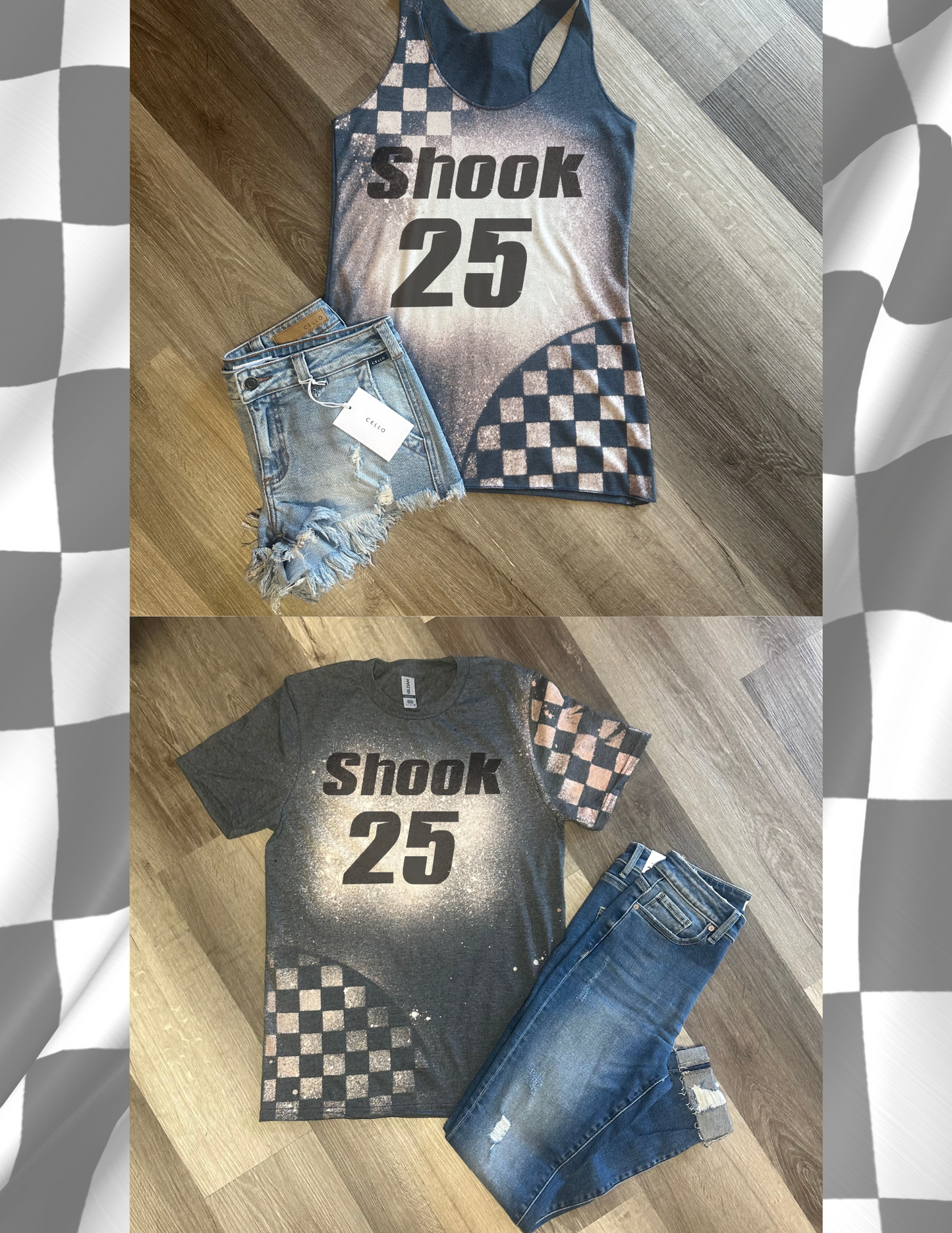 Personalized Checkered Bleached Tee