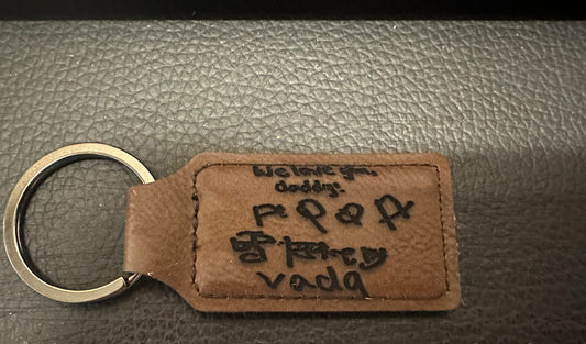 Rectangle Laser Engraved Leather Keychain