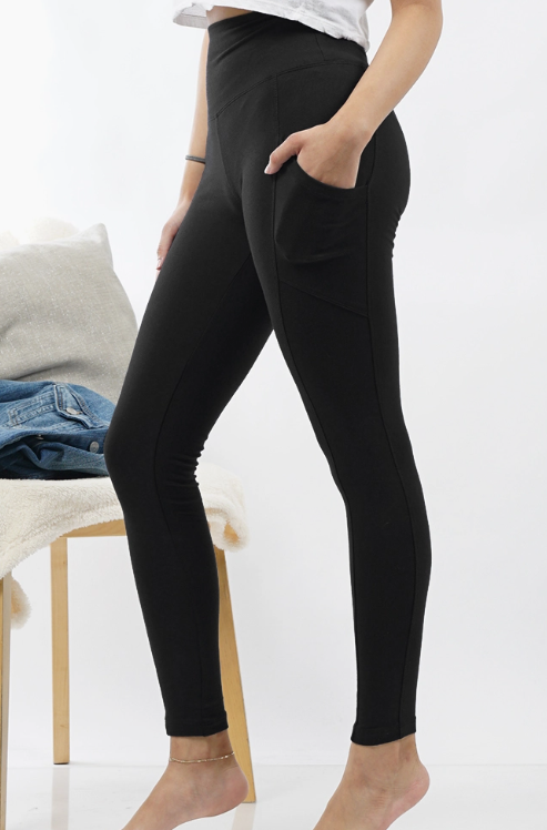 Wide Waistband Leggings with Pockets- Plus Size