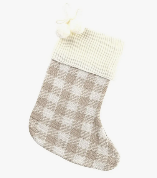 Tan Check Knit Stocking