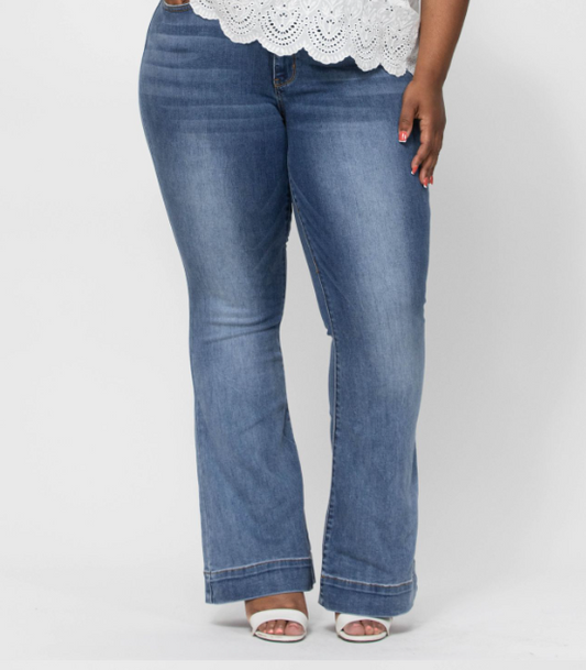 Judy Blue Mid Rise Trouser Flare- Plus