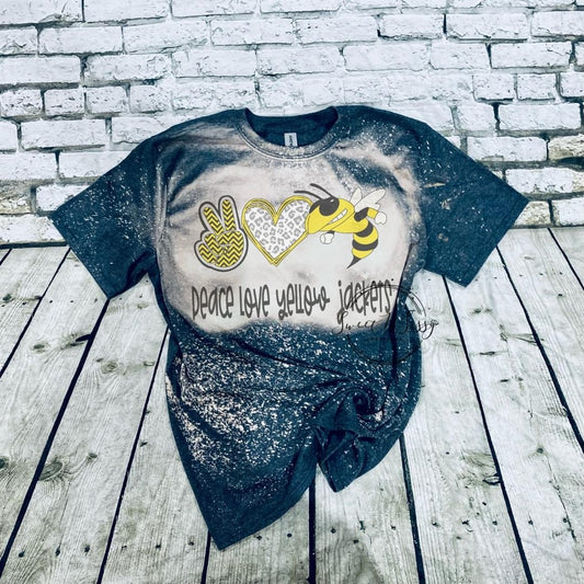 Bleached Peace Love Yellow Jackets Tee