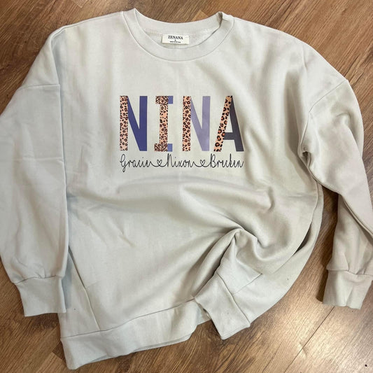 Leopard Neutral Name Sweatshirt