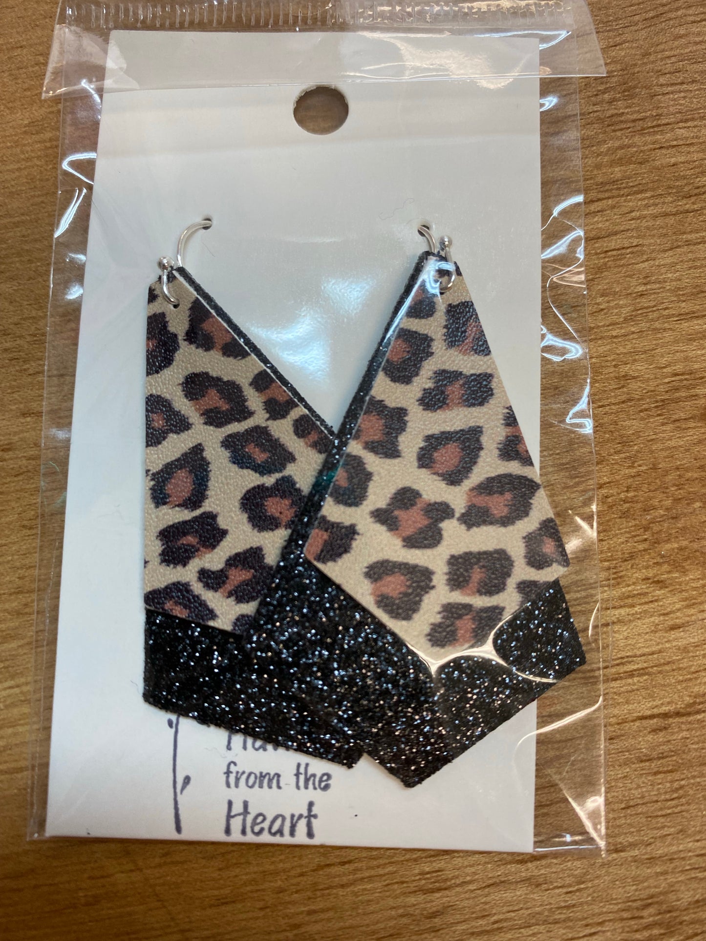 Black Glitter and Leopard Earrings