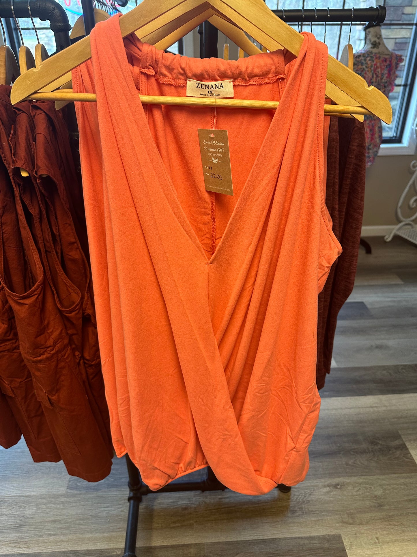 Coral Rayon Gathered Halter Top- Plus