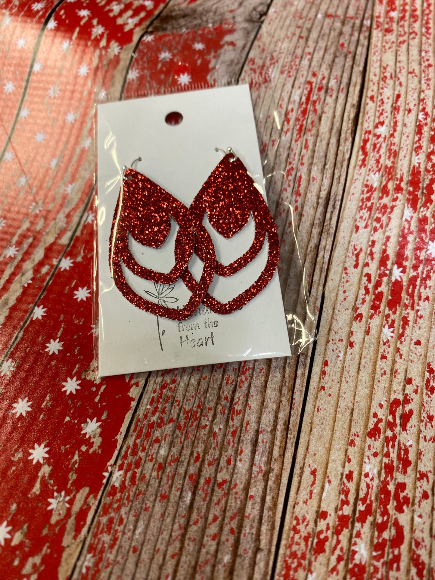 Red Glitter Earrings